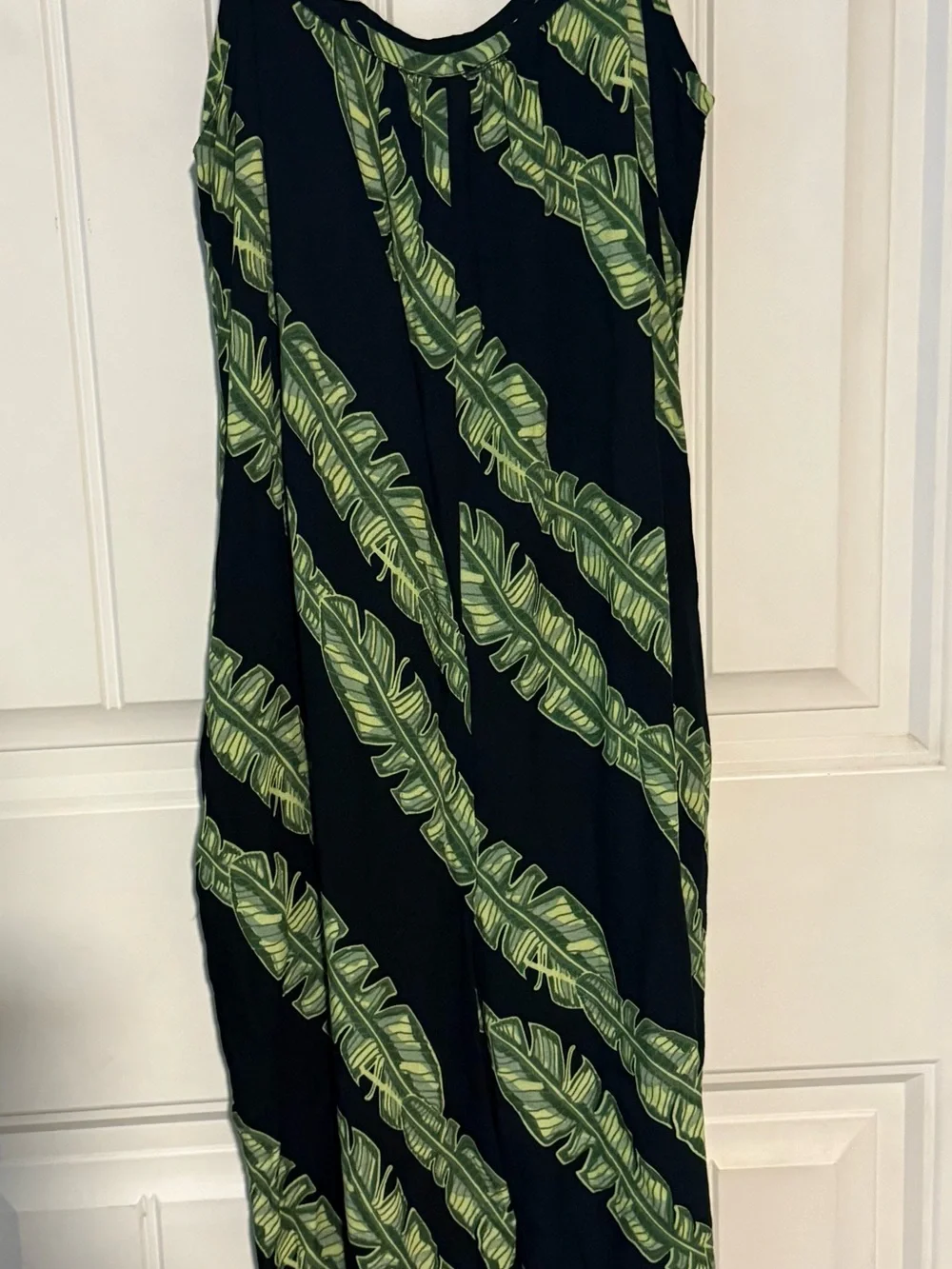 Black  with Green Leaf  aloha Print romper